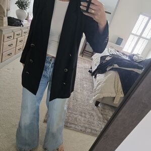 Lord & Taylor Black Double-Breasted Wool Blazer